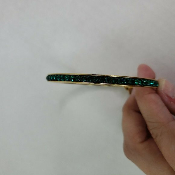 Coach Bangle Bracelet Designer Signed Gold Green - Picture 2 of 8
